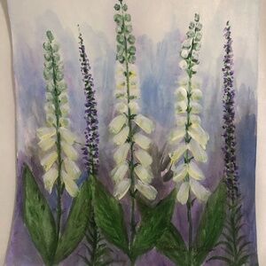 Purple and White Floral Watercolor Painting